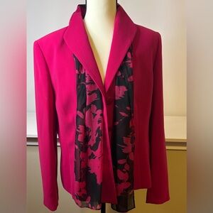 Evan-Picone Pink Women's Jacket with Floral Scarf